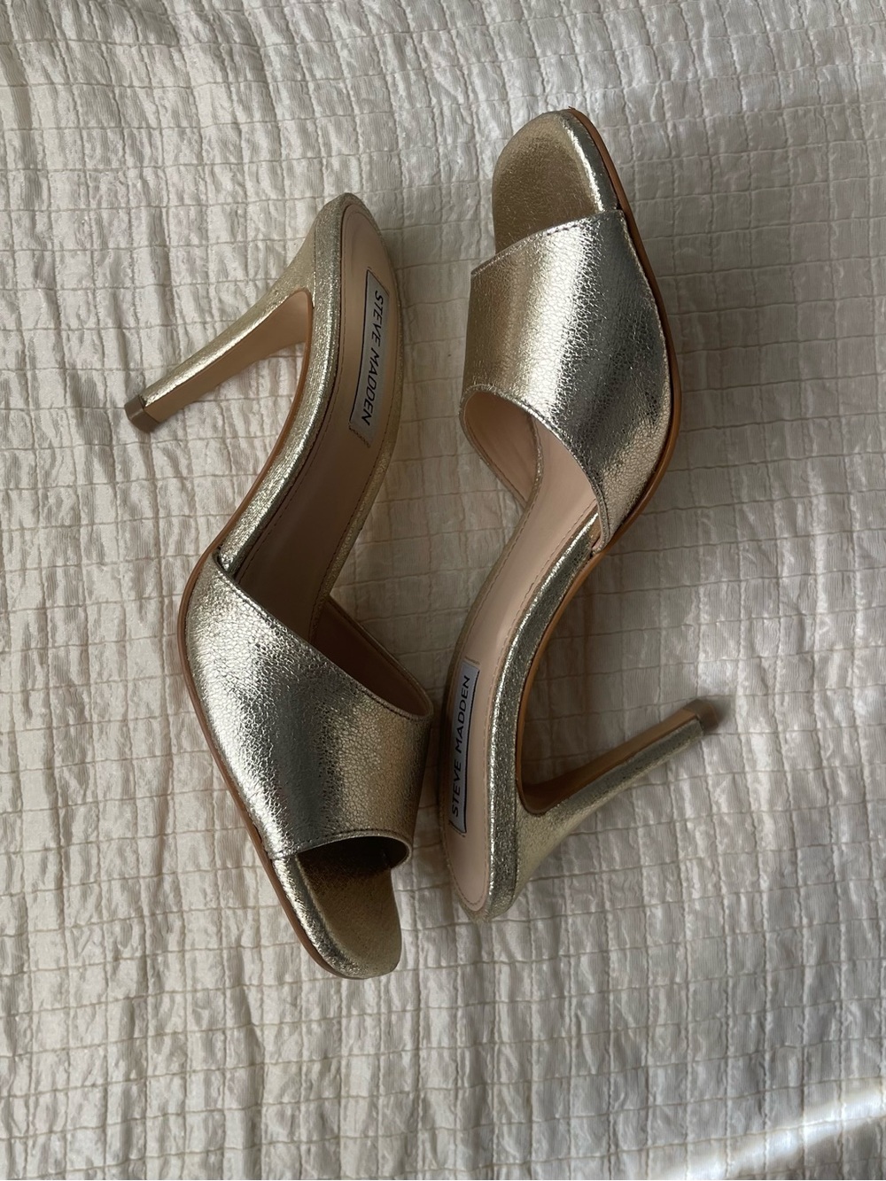 Steve Madden Metallic Gold High Heel Slide Mules - Picture 4 of 7